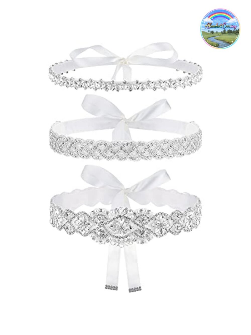 Rhinestone Bridal Sash Belts Set Ribbon Wedding Dress Belt